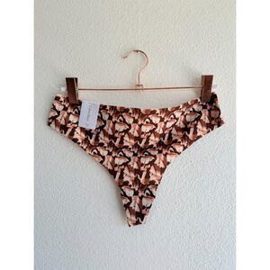 Lot of 3 Calvin Klein Invisible Seamless Thong Panties in Brown Leaf Size XL NWT